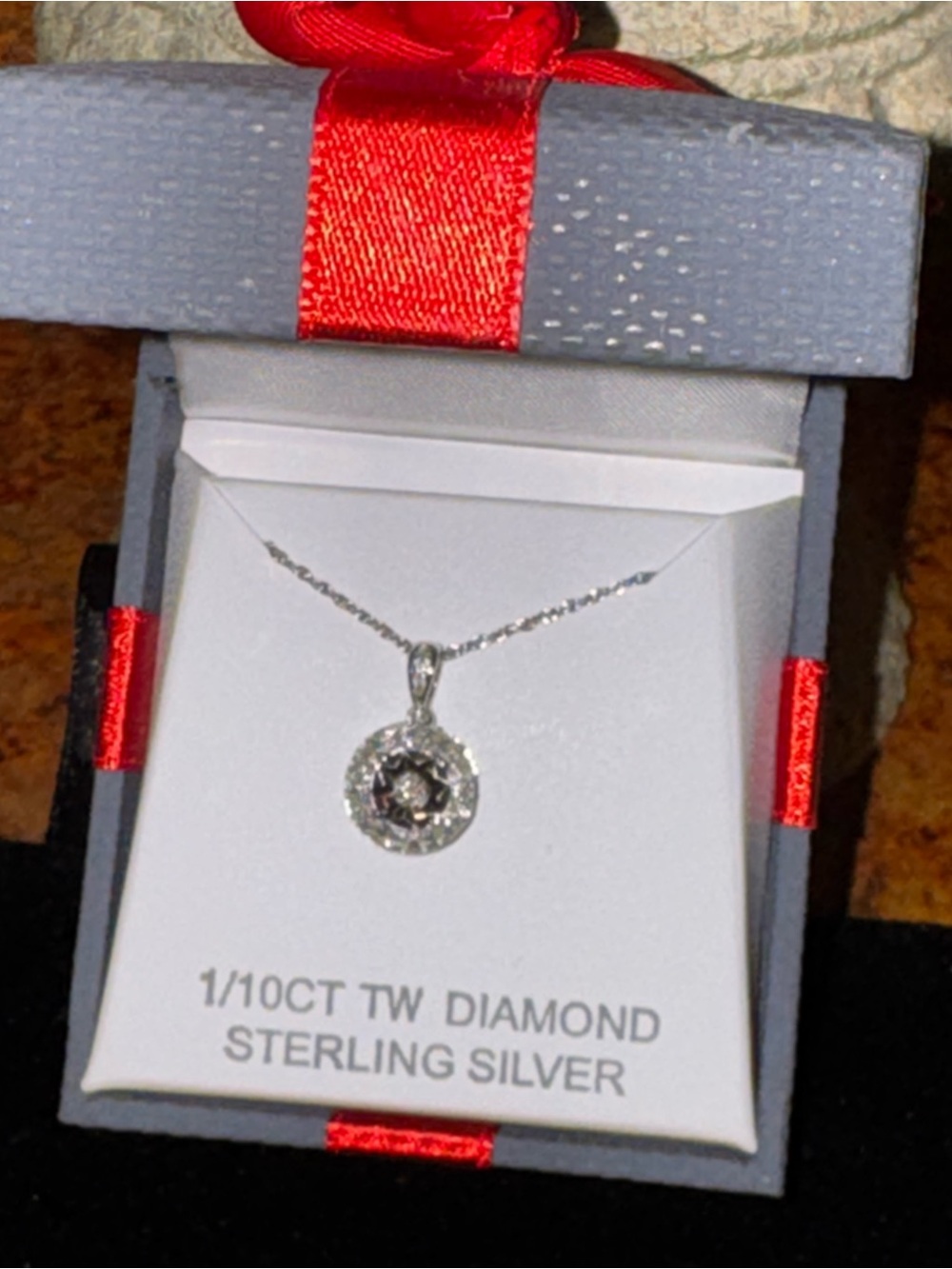 Sterling Silver 1/10 CTW Diamond Halo Necklace - Silver